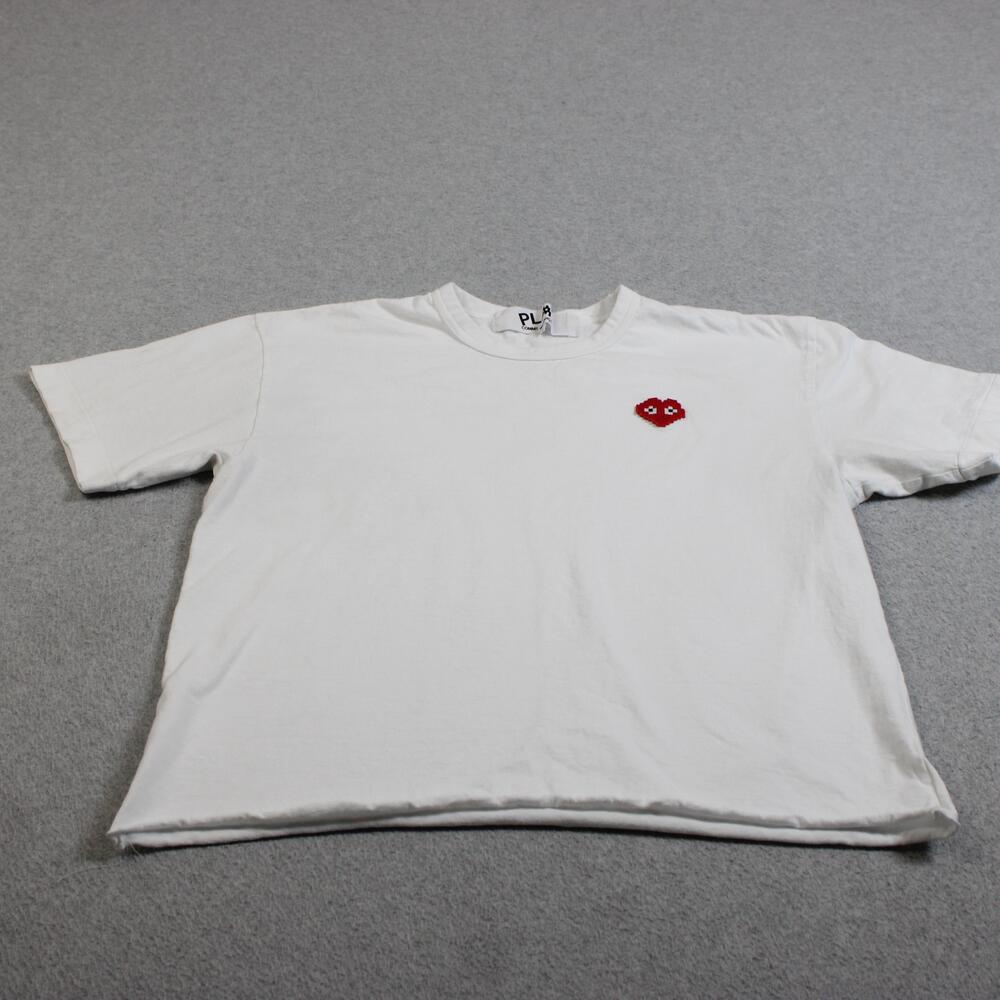Play Comme Des Garçons Shirt Womens XL White Heart Logo Streetwear Made Japan